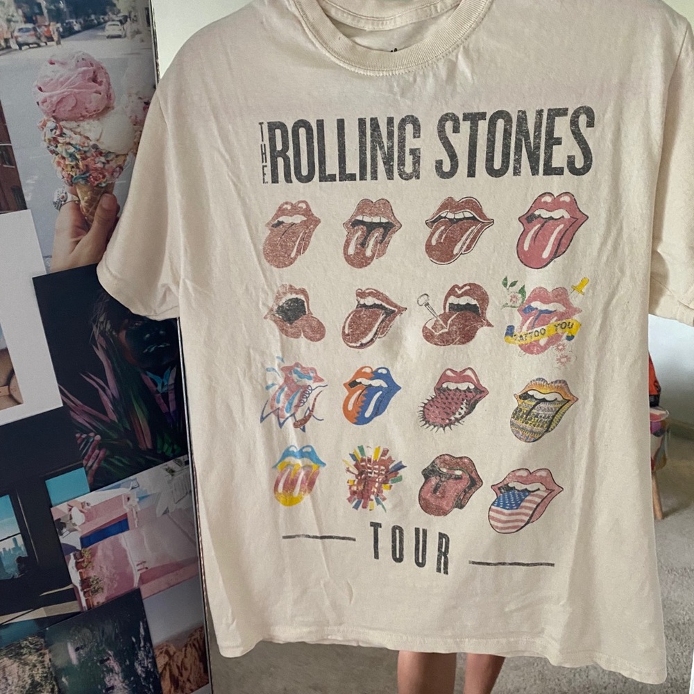 Free people Rolling Stones graphic tongue tee